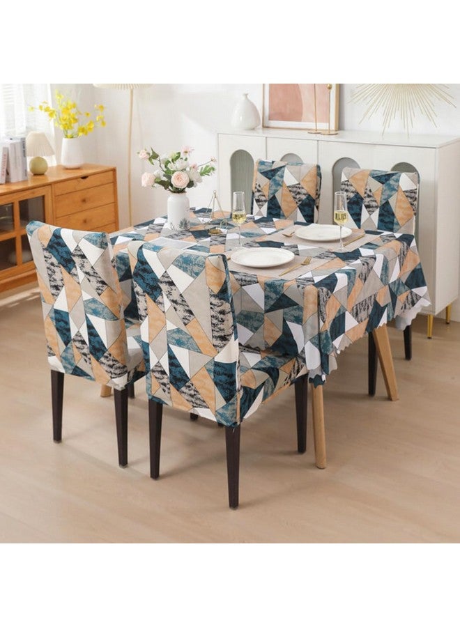 Styleys Dining Chair Cover with Table Covers for Kitchen Waterproof Dining Table Cloth (1 Table Cover + 6 Chair Cover, Antique Prism, CTSD3148) - Image 1