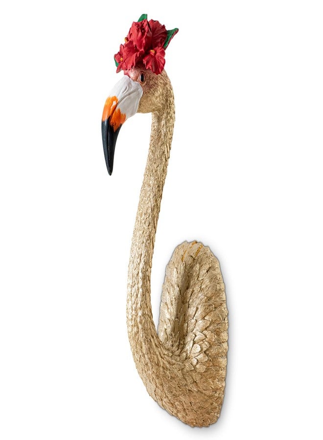 GABROC Exquisite Gold Wall Decor - Large Resin Flamingo Bird Head Sculpture for Hanging, Vintage Art Deco Wall Art Perfect as Animal Head Wall Decor - Image 1