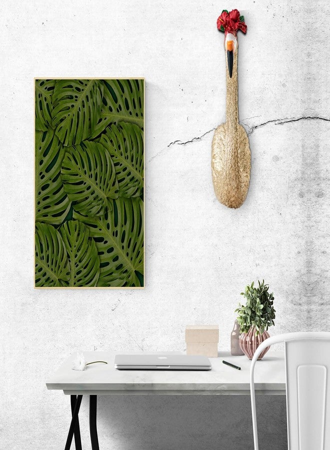 GABROC Exquisite Gold Wall Decor - Large Resin Flamingo Bird Head Sculpture for Hanging, Vintage Art Deco Wall Art Perfect as Animal Head Wall Decor - Image 2