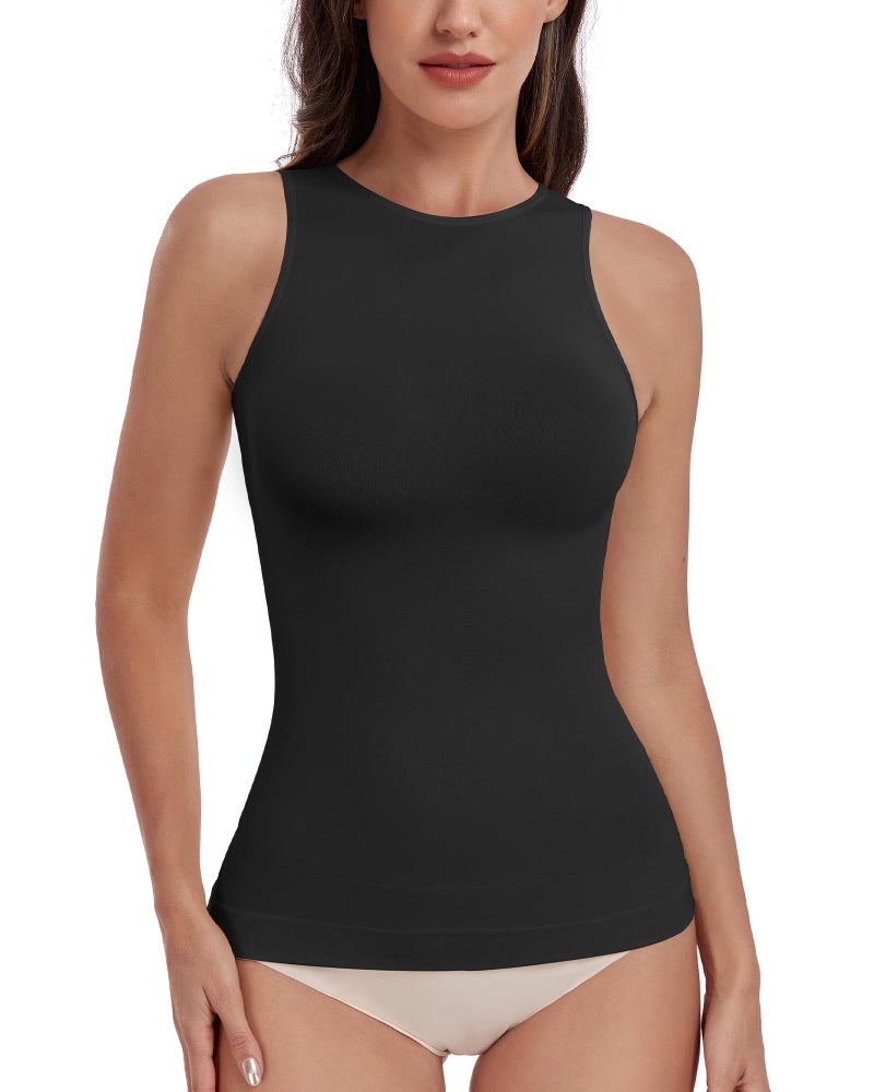 EUYZOU Women Shapewear Tummy Control Tank Tops Seamless Compression Tops Body Shaper Camisole, Black M - Image 1