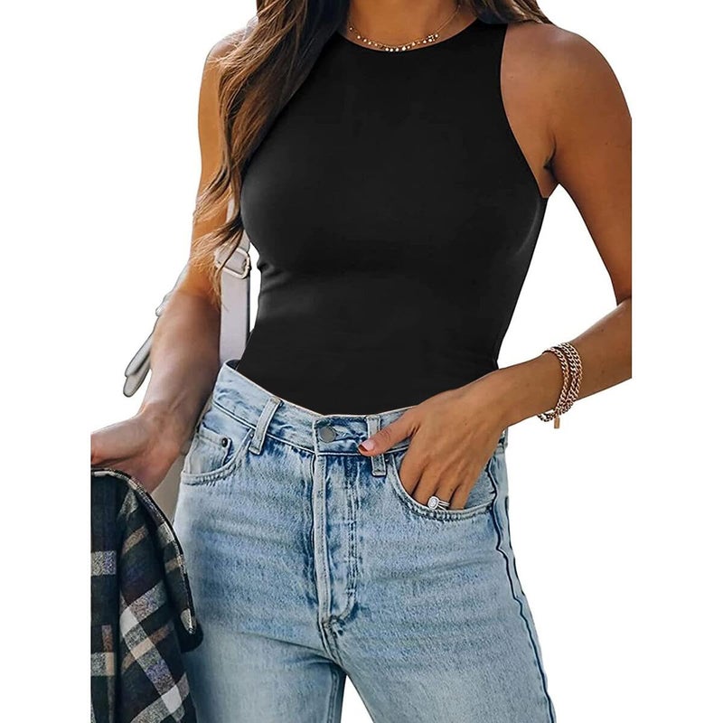 EUYZOU Women Shapewear Tummy Control Tank Tops Seamless Compression Tops Body Shaper Camisole, Black M - Image 5