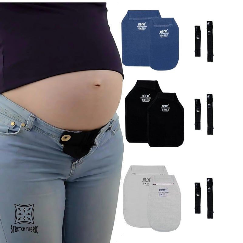 Nene Maternity Jeans Extender Kit – 3sets Adjustable Waist Extenders for Pregnant Women | Belly Bands for Pants, Elastic Stretch Button Expanders for Maternity Wear - Image 1