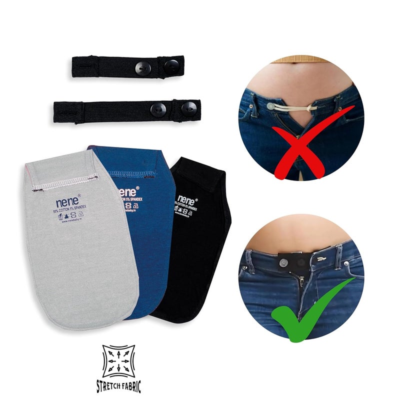 Nene Maternity Jeans Extender Kit – 3sets Adjustable Waist Extenders for Pregnant Women | Belly Bands for Pants, Elastic Stretch Button Expanders for Maternity Wear - Image 4