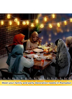 إيروريكس سلسلة أضواء رمضان عيد مكونة من قطعتين تعمل بالبطارية على شكل قمر ونجمة ومصباح سلسلة أضواء مبارك وقمر وسلسلة أضواء زخرفية لديكور رمضان الداخلي للغرفة والديكور الخارجي كل منها بطول 6.56 قدم و10 مصابيح ليد  - Image 5