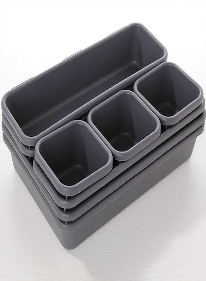 Divinext plastic Interlocking Cutlery Drawer Desk Organizer (Grey, Set of 08) - Image 1