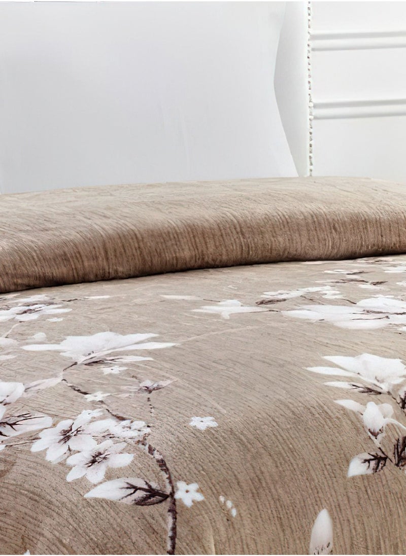 Moon King Size Flannel Bed Blanket 200x220cm Ultra Soft Lightweight Microfiber Bed Blanket with Floral Print for Bed Sofa, Sofa, Travel  - Image 3
