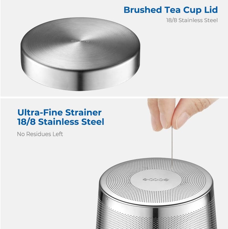 ecooe 16.9 Oz Borosilicate Glass Tea Mug Cup Tea Glasses with Stainless Steel Infuser & Lid, Loose Leaf Glass Tea Cup Teacup 430mL(Use Capacity) - Image 3