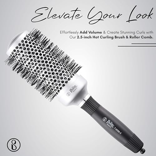 Beauté Secrets Round Hair Brush, Hot Curling Brush(2.5 inch, Barrel 1.5 inch), Roller Comb, Hair Roller Brush, Instantly Adds Volume, Hair Styler, 44mm - Image 2