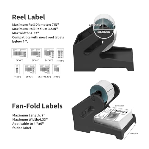 Guermok Thermal Shipping Label Holder for Rolls & Fan-Fold, Fragile Stickers for Shipping, Label Stand Desktop Printer Holder-Home Office Accessory-Sticker Dispenser for Holographic (Black) - Image 3
