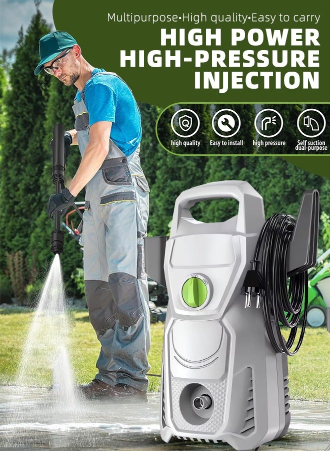 ALongDeng 2000W Electric High Pressure Home Car Wash Machine 7 Meters Hose with Accessories, Compact Design Pressure Washer for Cleaning Cars Fences Pool  - Image 2