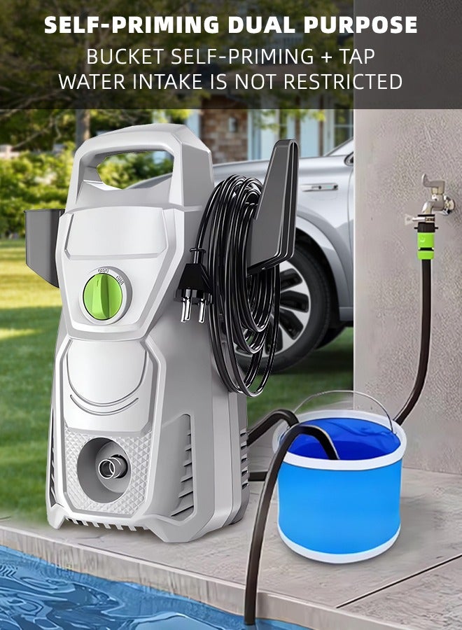 ALongDeng 2000W Electric High Pressure Home Car Wash Machine 7 Meters Hose with Accessories, Compact Design Pressure Washer for Cleaning Cars Fences Pool  - Image 3