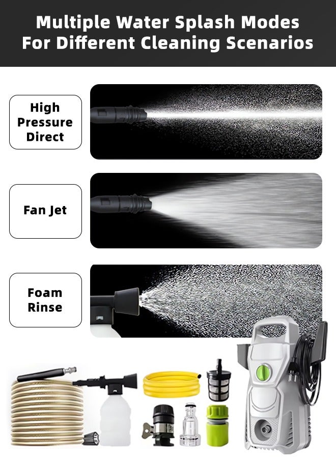 ALongDeng 2000W Electric High Pressure Home Car Wash Machine 7 Meters Hose with Accessories, Compact Design Pressure Washer for Cleaning Cars Fences Pool  - Image 4