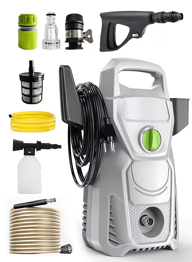ALongDeng 2000W Electric High Pressure Home Car Wash Machine 7 Meters Hose with Accessories, Compact Design Pressure Washer for Cleaning Cars Fences Pool  - Image 1