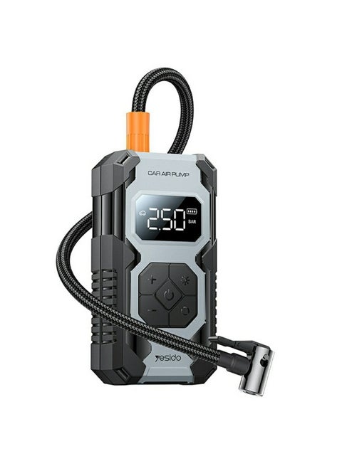 Yesido VC12 Portable Electric Air Pump, 5-Mode Compressor with LED Light, for Cars, Bicycles, Tires, and Balls - Black