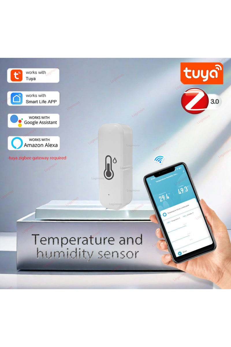 erorex Tuya Zigbee 3.0 Temperature And Humidity Sensor Meter Smart Life APP Home Automation Battery Powe... - Image 1