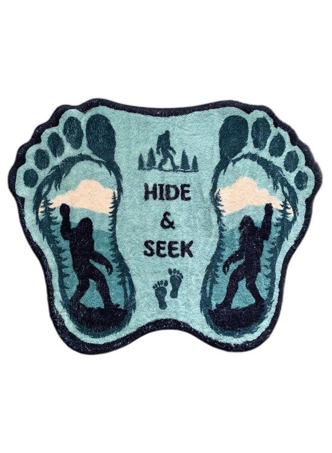 Funny Cute Bigfoot Rug Sasquatch Shaped Bath Mat Non-Slip Bathroom Rugs Doormat Indoor Outdoor Mat with Front Door Mat Soft Plush Floor Mats (Green, Short Fluff) - Image 1