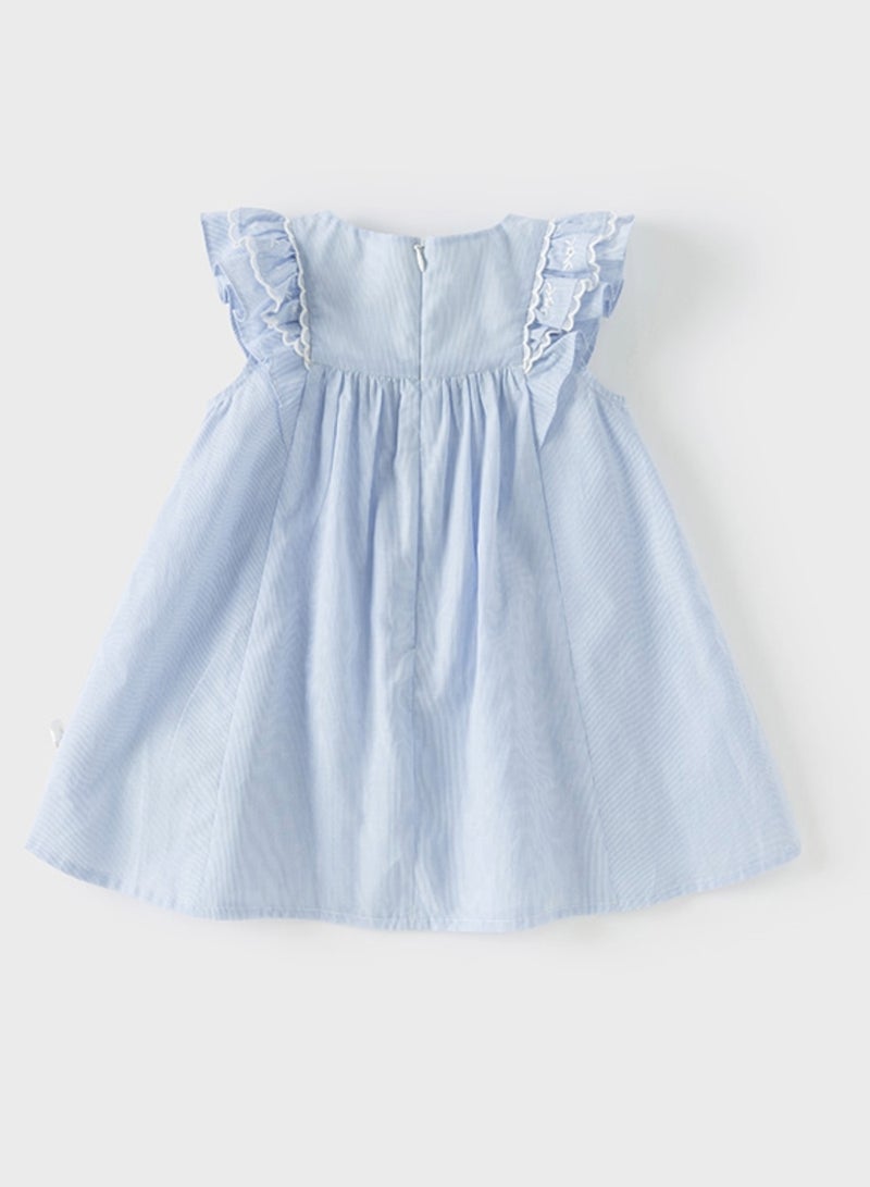Dave & Bella Girls Frill Sleeve Cotton Dress - Image 3