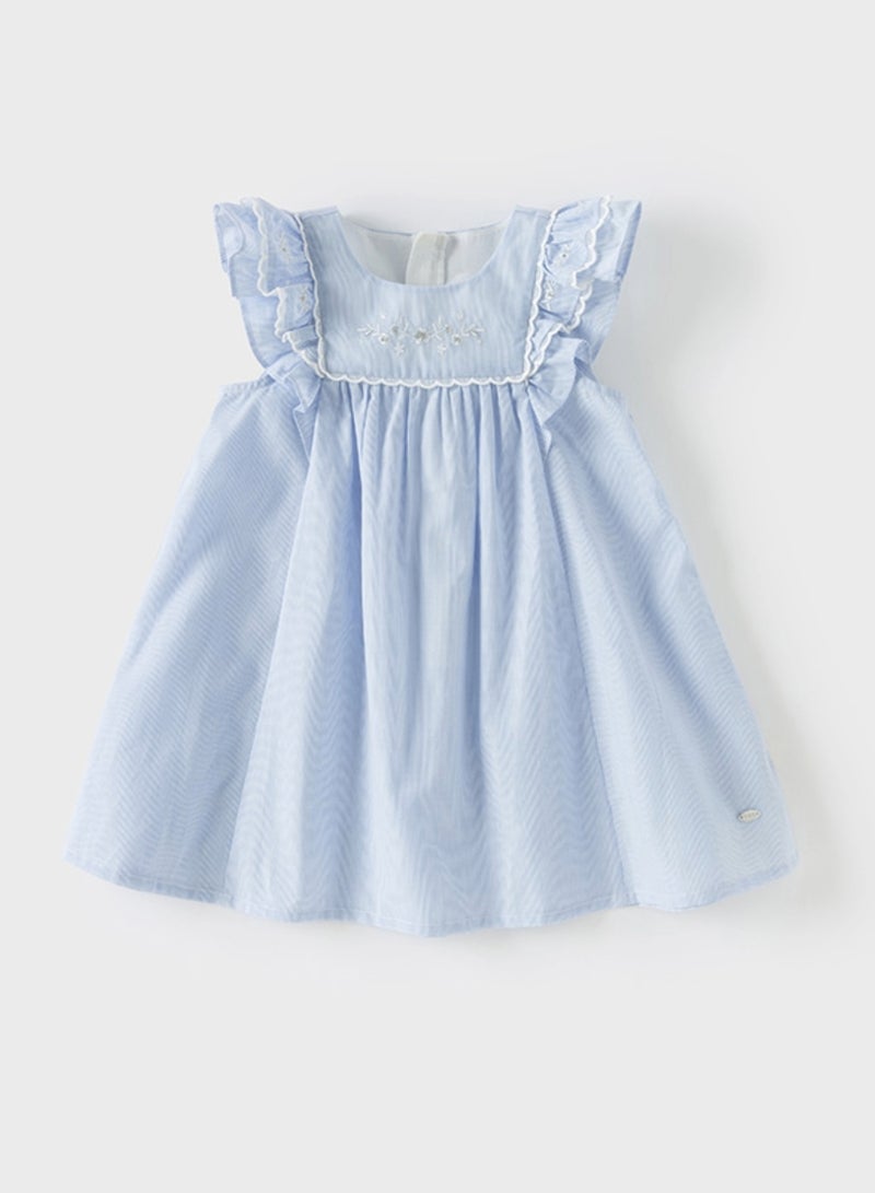 Dave & Bella Girls Frill Sleeve Cotton Dress - Image 1