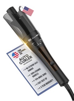 Automatic Curling Iron Wand - Auto Hair Curler With 4 Temperatures, 3 Timers And LCD Display - American Quality - Black