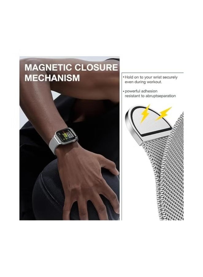 Milanese Strap Compatible with Apple Watch Bands 44mm 45mm 46mm 49mm ,Stainless Steel Magnetic Clasp Replacement Band for Series 11/10/9/8/7/6/5/4/Ultra/Ultra2/Ultra3/SE/SE2/SE3 - Image 3