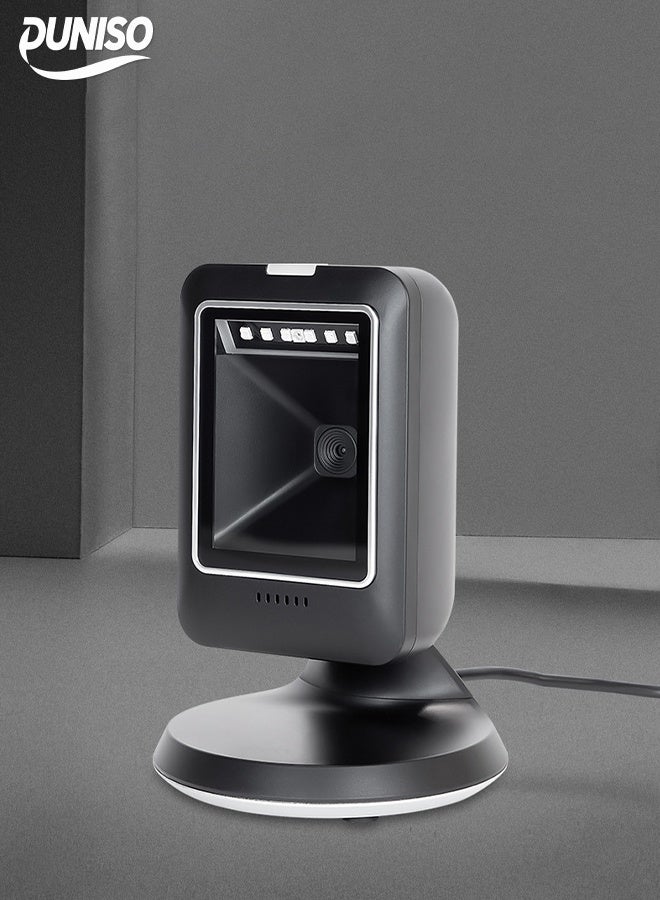 DUNISO Desktop Barcode Scanner，Automatic Sensing Scanner，Wired Barcode Scanner，Small Size and Lightweight, Easy to Carry，for Supermarket Library Express Company Retail Store Warehouse - Image 1