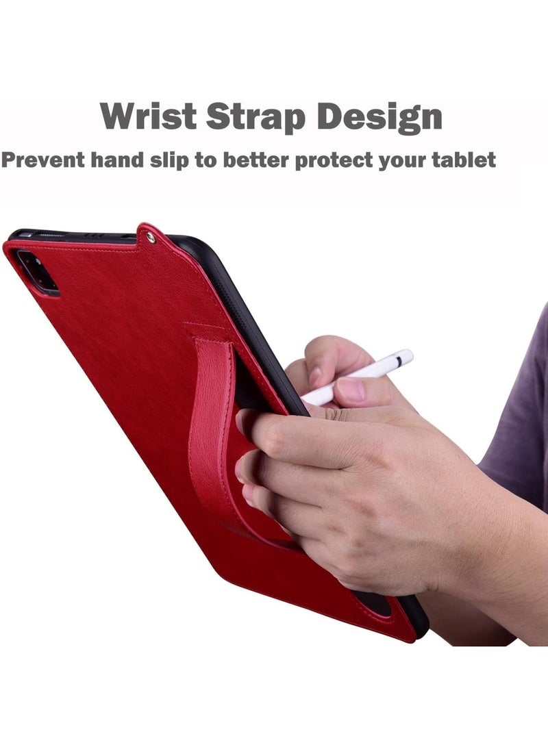 Case Cover For Honor Pad X7 TPU Leather Back Tablet Case with Wristband(Red) - Image 4