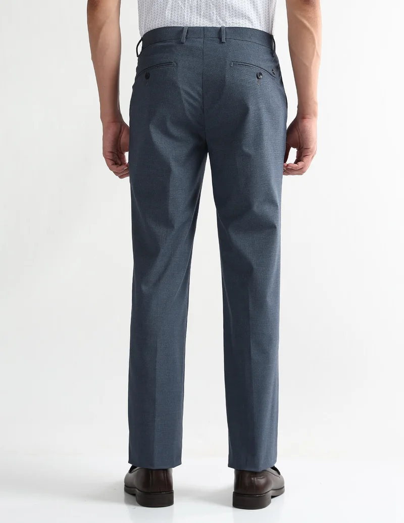 Arrow Blue Heathered Dobby Trousers for Men | Best Price UAE