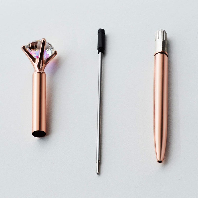8 PCS Upgraded Rose Gold Diamond Ballpoint Pens with Big Colorful Diamond Bling Metal Ballpoint Pen Office Supplies Gift Pens For Christmas Wedding Birthday - Image 5
