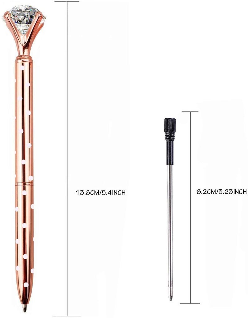 8 PCS Upgraded Rose Gold Diamond Ballpoint Pens with Big Colorful Diamond Bling Metal Ballpoint Pen Office Supplies Gift Pens For Christmas Wedding Birthday - Image 3