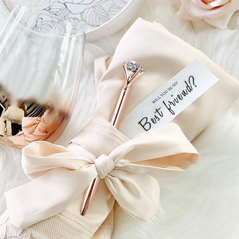 8 PCS Upgraded Rose Gold Diamond Ballpoint Pens with Big Colorful Diamond Bling Metal Ballpoint Pen Office Supplies Gift Pens For Christmas Wedding Birthday - Image 4