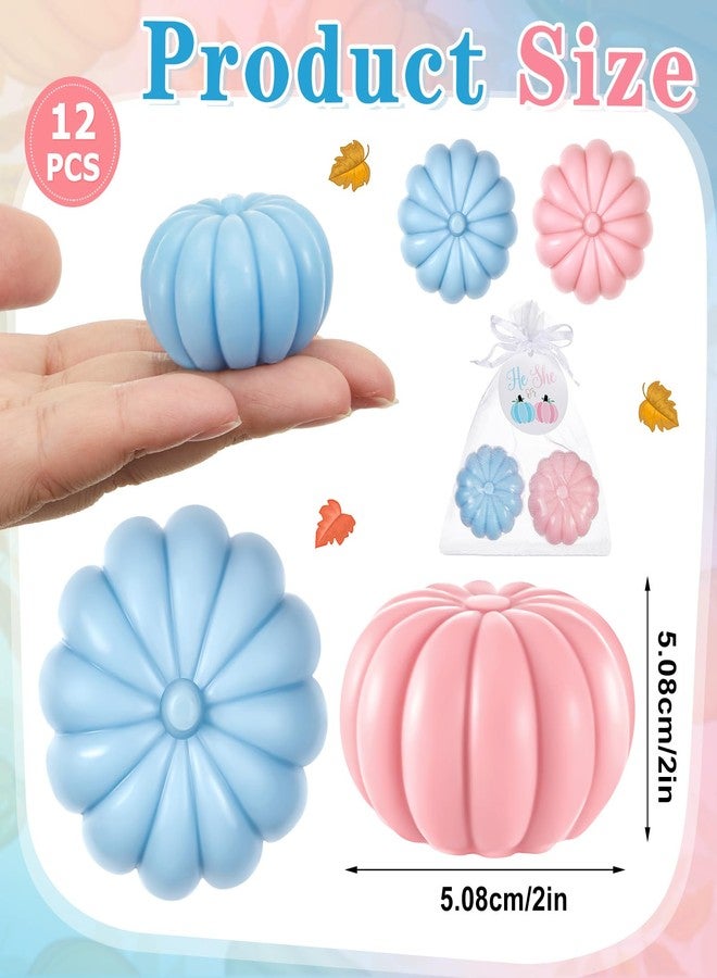 Maxcheck 12 Sets Fall Little Pumpkin Baby Shower Favors Soap Party Favors Include Pumpkin Soap Themed Tags Organza Bag for Thanksgiving Wedding Decoration Bridal Gender Reveal (Girl Pink,Boy Blue) - Image 2
