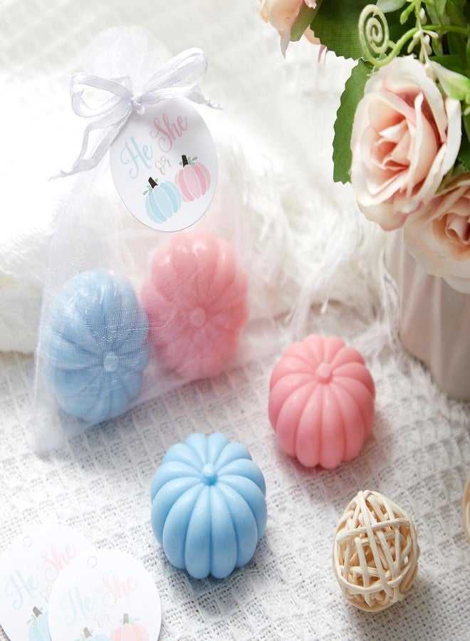 Maxcheck 12 Sets Fall Little Pumpkin Baby Shower Favors Soap Party Favors Include Pumpkin Soap Themed Tags Organza Bag for Thanksgiving Wedding Decoration Bridal Gender Reveal (Girl Pink,Boy Blue) - Image 4