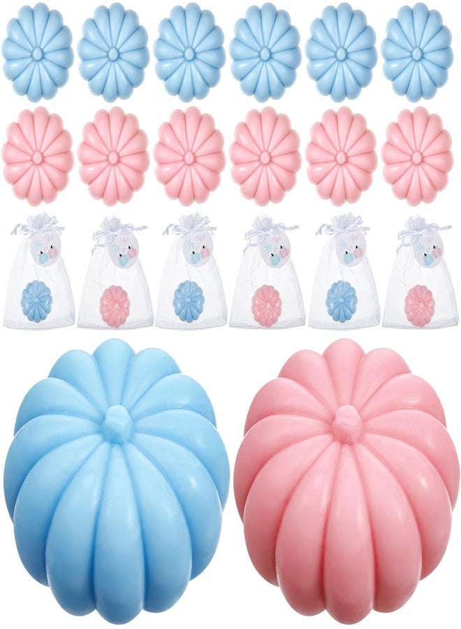 Maxcheck 12 Sets Fall Little Pumpkin Baby Shower Favors Soap Party Favors Include Pumpkin Soap Themed Tags Organza Bag for Thanksgiving Wedding Decoration Bridal Gender Reveal (Girl Pink,Boy Blue) - Image 1