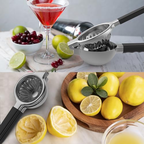 RCMo Stainless Steel Lemon Squeezer - Metal Citrus Juicer - Lime Lemon and Fruit Juicer with Silicone Handles - Large Manual Citrus Press Juicer - Hand Held Squeezer - Ergonomic Design with Solid - Image 5