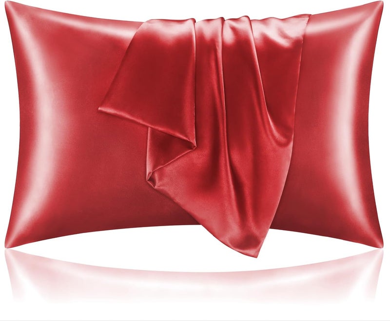 Satin Pillowcase for Hair and Skin, Super Soft and Cooling Similar to Silk Pillow Cases 2 Pack with Envelope Closure, Gift for Women Men(20"x40" King Size, Baked Apple) - Image 1