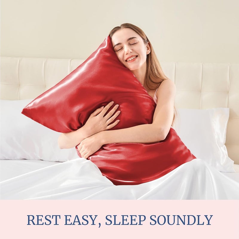 Satin Pillowcase for Hair and Skin, Super Soft and Cooling Similar to Silk Pillow Cases 2 Pack with Envelope Closure, Gift for Women Men(20"x40" King Size, Baked Apple) - Image 5