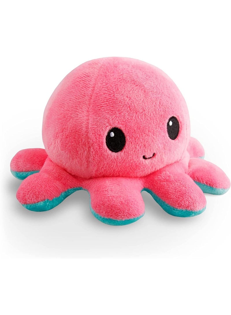 Reversible Pink and Aqua Octopus Plushie - 8-Inch Two-Sided Flip Plush Toy with Embroidered Details - Cute Mini Collectible Plush for Kids, Teens, and Adults - Image 2