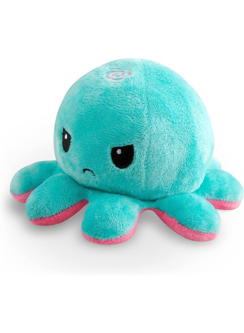 Reversible Pink and Aqua Octopus Plushie - 8-Inch Two-Sided Flip Plush Toy with Embroidered Details - Cute Mini Collectible Plush for Kids, Teens, and Adults - Image 3