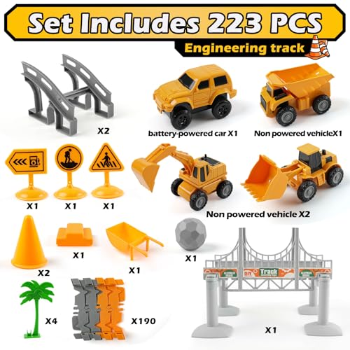 INSFUN Race Tracks Toys for Kids Ages 35 Best Birthday Gifts for 3 4 5 6 7 Year Old Boys 220 PCS Playset with 4 Construction Cars Toddler Toy for Creative Play - Image 5