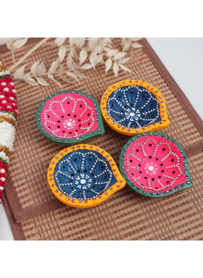 Madhoor Fancy Deepak Diya 4 Piece Multicolour 7cm  - Image 2