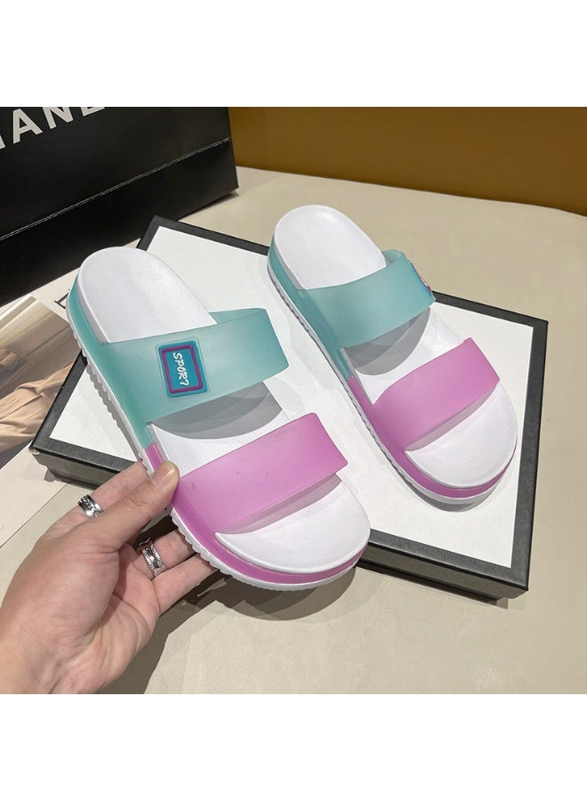 NIBEMINENT Women's Jelly Slippers Casual Fashion Sandals Summer Thick Bottom Soft Bottom Anti-slip Beach Shoes Lightweight One-Strap  - Image 2
