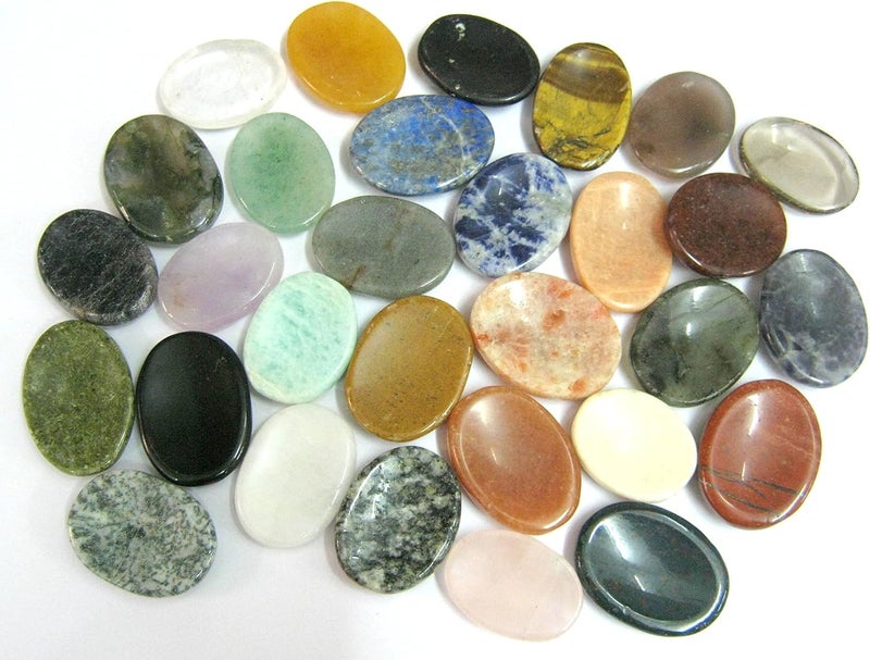 CRYSTALMIRACLE Thirty Gemstone Worry Stones Lot Crystal Healing reiki feng shui Wellness Gift Thumb Stone Meditation peace chakra balancer positive energy - Image 2