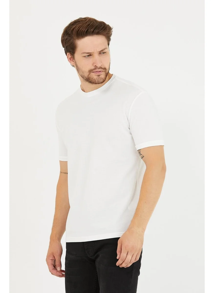 Odelon Men's Crew Neck Slim Fit Basic T-Shirt White