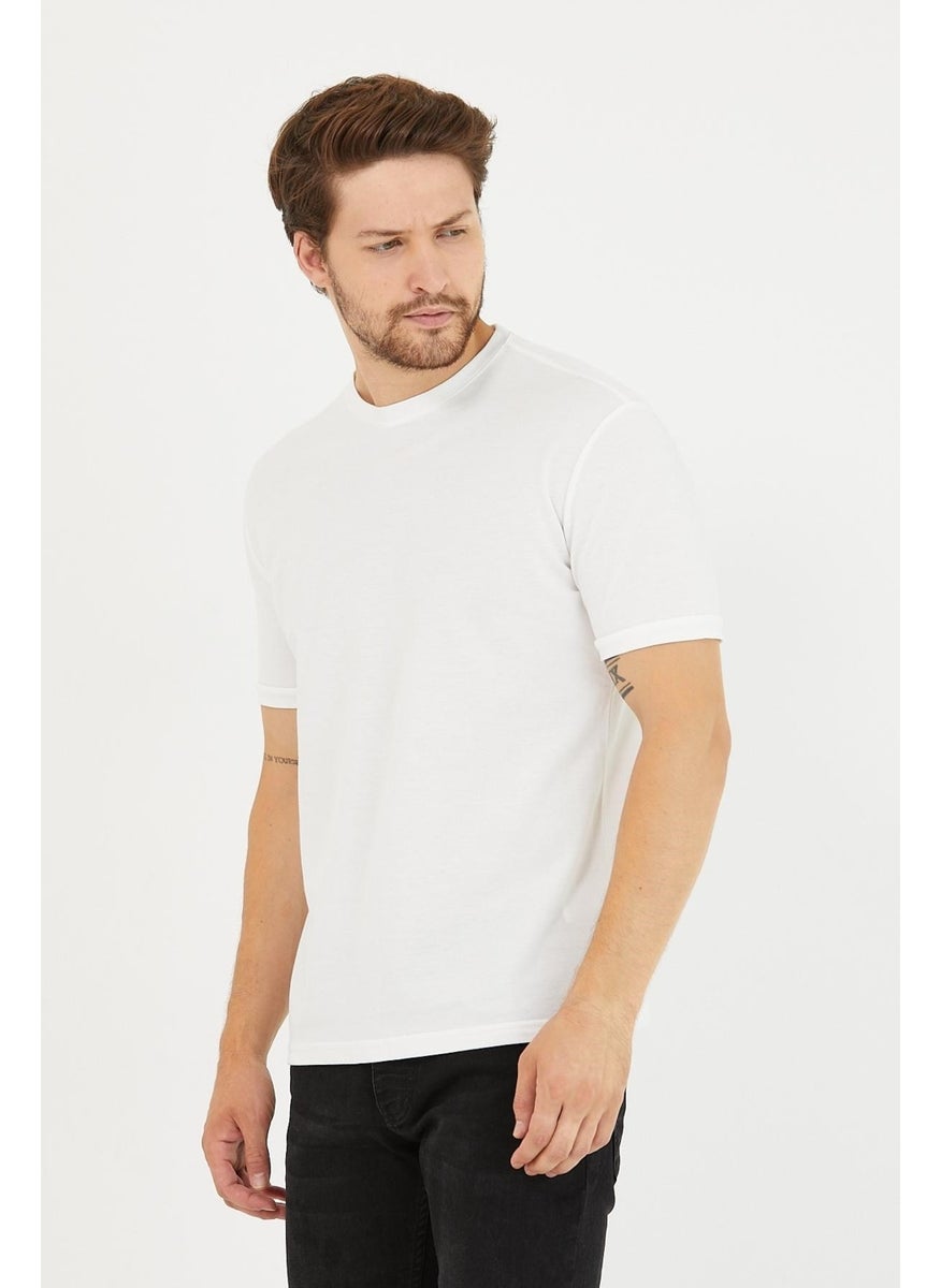 Odelon - Men's Crew Neck Slim Fit Basic T-Shirt White - Image 1