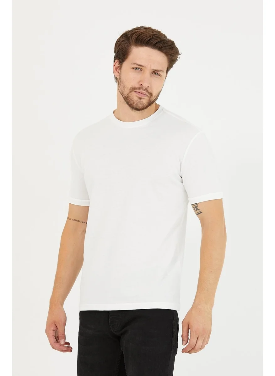 Odelon Men's Crew Neck Slim Fit Basic T-Shirt White