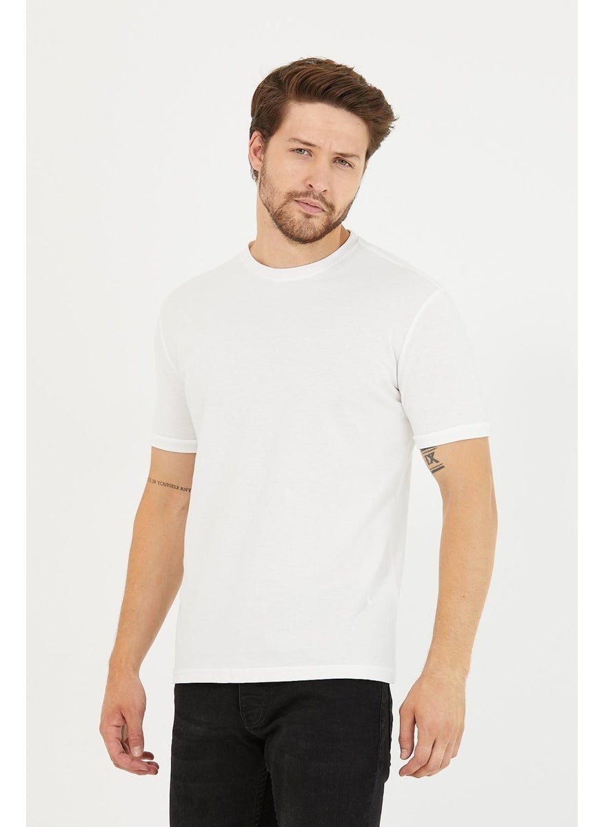 Odelon - Men's Crew Neck Slim Fit Basic T-Shirt White - Image 1