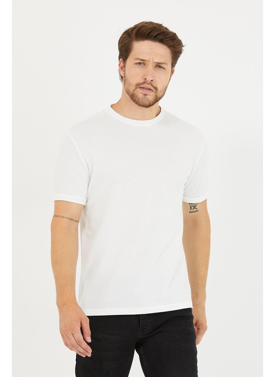 Odelon - Men's Crew Neck Slim Fit Basic T-Shirt White - Image 1
