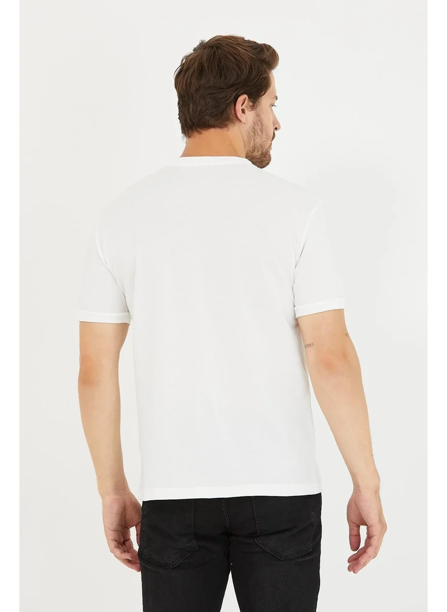 Odelon Men's Crew Neck Slim Fit Basic T-Shirt White