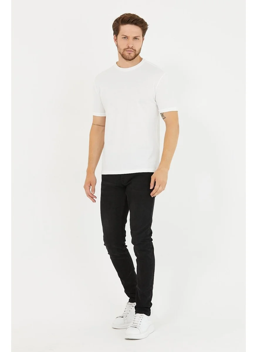 Odelon Men's Crew Neck Slim Fit Basic T-Shirt White