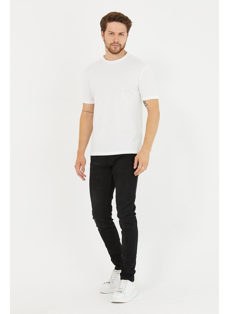 Odelon - Men's Crew Neck Slim Fit Basic T-Shirt White - Image 1